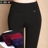 Female Oversized Trousers for work office Autumn Winter plus size velvet Trousers warm Elastic Pencil Pants Elastic Waist Pants