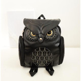 Female Owl Backpack Women Shoulder Bag Girls Black PU Leather School Bags Backpacks Women Backpack