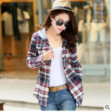 Female Fashion Casual Hoodie Long Sleeve Red Flannel Plaid Blouses Shirt Print Women Blusas Feminina Spring Tops 2017 Outerwear