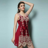 Female European High Fashion Sexy Sequins Dressed Women 2017 Summer Style Embroidery Floral Club Party Short Mini Dresses Black
