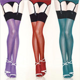 Female Erotic Porn Sexy Contrast Color Shine Thigh High Long Stockings Vintage Hose Oil Flashing Pantyhose Leggings Panties