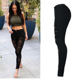 Female Boyfriend Hole Ripped Jeans Women Black Skinny Pants Cool Denim Vintage Pencil Jeans For Girl Mid Waist Casual Pants