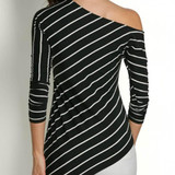 female blouse black Striped oblique sleeve shirt sexy summer 2017 Irregular women tops fashion girls blouses