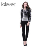 Female 2017 New Spring Autumn PU Leather Jacket Faux Soft Leather Coat Slim Double Lapel Black White Zipper Motorcycle Jackets