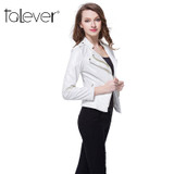 Female 2017 New Spring Autumn PU Leather Jacket Faux Soft Leather Coat Slim Double Lapel Black White Zipper Motorcycle Jackets