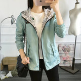 FEKEHA 2018 Autumn Women Bomber Basic Jacket Pocket Zipper Hoodies Women Two Side Wear Cartoon Print Outwear Loose Coat