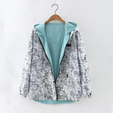 FEKEHA 2018 Autumn Women Bomber Basic Jacket Pocket Zipper Hoodies Women Two Side Wear Cartoon Print Outwear Loose Coat