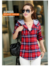 FEKEHA M-XXL 2018 Ladies Blouses Summer Two Pockets Casual Cotton Hoodies Plaid Shirts Women Cotton Blusas Feminina Women Tops