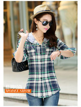 FEKEHA M-XXL 2018 Ladies Blouses Summer Two Pockets Casual Cotton Hoodies Plaid Shirts Women Cotton Blusas Feminina Women Tops
