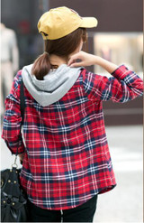 FEKEHA M-XXL 2018 Ladies Blouses Summer Two Pockets Casual Cotton Hoodies Plaid Shirts Women Cotton Blusas Feminina Women Tops