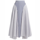 2017 New Style Asymmetrical Stripe Luxury Patchwork Skirts Spring Female Fashion Elegant Ankle Length Skirts Women Fashion Skirt