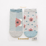 2017 new spring summer women socks 2 pair gift box cotton cartoon print creative fashion short socks for women