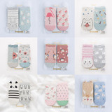 2017 new spring summer women socks 2 pair gift box cotton cartoon print creative fashion short socks for women