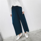 2017 New Spring Summer Womens Fashion Thin Chiffon Wide Leg Pants Pleated Elastic High Waist Cropped Trousers Casual Loose Pants 2017 New Spring Summer Womens Fashion Thin Chiffon Wide Leg Pants Pleated Elastic High Waist Cropped Trousers Casual Loose Pants