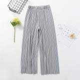 2017 New Spring Summer Womens Fashion Thin Chiffon Wide Leg Pants Pleated Elastic High Waist Cropped Trousers Casual Loose Pants 2017 New Spring Summer Womens Fashion Thin Chiffon Wide Leg Pants Pleated Elastic High Waist Cropped Trousers Casual Loose Pants