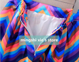 2017 New Spring Summer Skirts Womens High Waist Rainbow Striped midi Skirt Ladies Pleated mini Skirt Saia Skirt For Women
