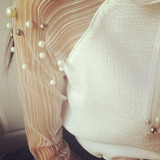 2017 New spring elegant organza bow of Pearl White blouse casual chiffon shirt women blouses tops blusas femininas 607I 25