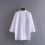2017 New Spring Autumn Women Vestidos Flower Floral Embroidery Blouse Work Shirts Women office Tops White Blusa Feminina