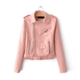 2017 New spring Autumn Women PU Leather Jackets Lady Slim Fit Motorcycle Zipper Coat Drop Shipping Ginger yellow hot sale SML