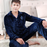 2017 New Spring Autumn Winter coral fleece Men Sleepwears Male Set plus size XXXL Thick flannel lounge long-sleeve Pajama Sets
