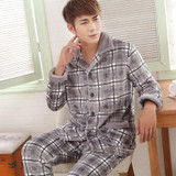 2017 New Spring Autumn Winter coral fleece Men Sleepwears Male Set plus size XXXL Thick flannel lounge long-sleeve Pajama Sets