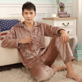 2017 New Spring Autumn Winter coral fleece Men Sleepwears Male Set plus size XXXL Thick flannel lounge long-sleeve Pajama Sets