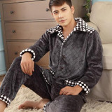 2017 New Spring Autumn Winter coral fleece Men Sleepwears Male Set plus size XXXL Thick flannel lounge long-sleeve Pajama Sets
