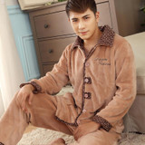 2017 New Spring Autumn Winter coral fleece Men Sleepwears Male Set plus size XXXL Thick flannel lounge long-sleeve Pajama Sets