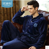 2017 New Spring Autumn Winter coral fleece Men Sleepwears Male Set plus size XXXL Thick flannel lounge long-sleeve Pajama Sets