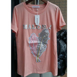 2017 Summer Cotton Letters Sequins T-shirt Women Fashion Casual Tops Leaves Embroidery Short Sleeve T Shirt Female T shirt Women