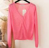 2017 Summer Cardigans Women V Neck Long Sleeve Knitted Thin Sweater Candy Sheer Cardigan Sun Protection Coat Air Conditioning