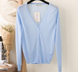 2017 Summer Cardigans Women V Neck Long Sleeve Knitted Thin Sweater Candy Sheer Cardigan Sun Protection Coat Air Conditioning