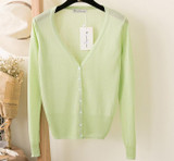 2017 Summer Cardigans Women V Neck Long Sleeve Knitted Thin Sweater Candy Sheer Cardigan Sun Protection Coat Air Conditioning