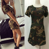 2017 Summer Camouflage Printed Women Dress Casual Female New Brand Lady Mini Dresses