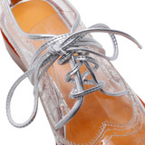 2017 Summer Breathable Flat Shoes WomanTransparent Brogue Shoes Women Fashion Platform Oxford Shoes For Women Lace Up