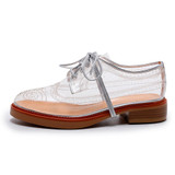 2017 Summer Breathable Flat Shoes WomanTransparent Brogue Shoes Women Fashion Platform Oxford Shoes For Women Lace Up