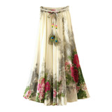 2017 Summer Bohemian Long Skirt Chiffon Vintage Faldas Largas Elegant Print Saia Longa Ladies Casual Maxi Skirts Women Clothes