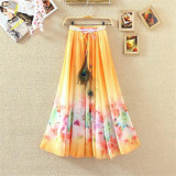 2017 Summer Bohemian Long Skirt Chiffon Vintage Faldas Largas Elegant Print Saia Longa Ladies Casual Maxi Skirts Women Clothes 2017 Summer Bohemian Long Skirt Chiffon Vintage Faldas Largas Elegant Print Saia Longa Ladies Casual Maxi Skirts Women Clothes