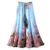 2017 Summer Bohemian Long Skirt Chiffon Vintage Faldas Largas Elegant Print Saia Longa Ladies Casual Maxi Skirts Women Clothes 2017 Summer Bohemian Long Skirt Chiffon Vintage Faldas Largas Elegant Print Saia Longa Ladies Casual Maxi Skirts Women Clothes