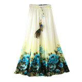 2017 Summer Bohemian Long Skirt Chiffon Vintage Faldas Largas Elegant Print Saia Longa Ladies Casual Maxi Skirts Women Clothes 2017 Summer Bohemian Long Skirt Chiffon Vintage Faldas Largas Elegant Print Saia Longa Ladies Casual Maxi Skirts Women Clothes