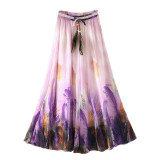 2017 Summer Bohemian Long Skirt Chiffon Vintage Faldas Largas Elegant Print Saia Longa Ladies Casual Maxi Skirts Women Clothes 2017 Summer Bohemian Long Skirt Chiffon Vintage Faldas Largas Elegant Print Saia Longa Ladies Casual Maxi Skirts Women Clothes