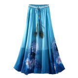 2017 Summer Bohemian Long Skirt Chiffon Vintage Faldas Largas Elegant Print Saia Longa Ladies Casual Maxi Skirts Women Clothes 2017 Summer Bohemian Long Skirt Chiffon Vintage Faldas Largas Elegant Print Saia Longa Ladies Casual Maxi Skirts Women Clothes