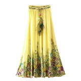 2017 Summer Bohemian Long Skirt Chiffon Vintage Faldas Largas Elegant Print Saia Longa Ladies Casual Maxi Skirts Women Clothes 2017 Summer Bohemian Long Skirt Chiffon Vintage Faldas Largas Elegant Print Saia Longa Ladies Casual Maxi Skirts Women Clothes