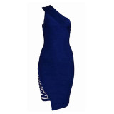 2017 Summer Bandage Dress Women Celebrity Party Sleeveless One-Shoulder Sexy Sequined Bodycon Night Out Dress Women Vestidos