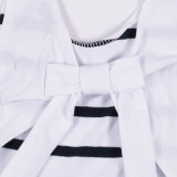 2017 Summer Baby Kids Dresses Girls Party Wedding Striped Bowknot Gown Fancy Dress 2-7Y