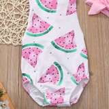 2017 Summer Baby Girls Clothes Sleeveless Watermelon Infant Bebes Romper Backless Halter Jumpsuit +Headband 2pcs Outfit Sunsuit