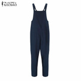 2017 Summer Autumn ZANZEA Rompers Womens Jumpsuits Vintage Sleeveless Backless Casual Loose Solid Overalls Strapless Paysuits