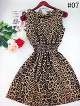 2017 summer autumn new Korean Women casual Bohemian floral leopard sleeveless vest printed beach chiffon dress vestidos WC0344