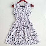 2017 summer autumn new Korean Women casual Bohemian floral leopard sleeveless vest printed beach chiffon dress vestidos WC0344