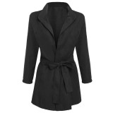 2017 Sale Trench Coat For Women New Fashion Front Open Outwear Tunic Solid Windbreak regular slim solid polyester casual